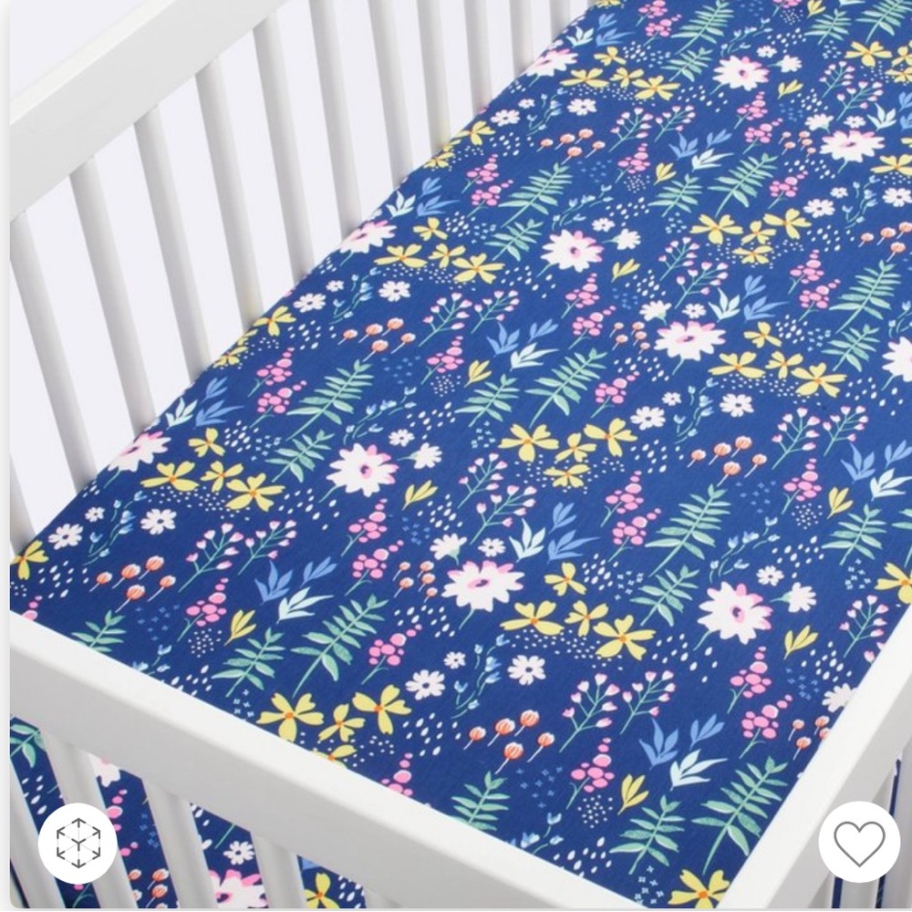 Cloud Island Fitted Crib Sheet Wildflower Dark Navy Floral